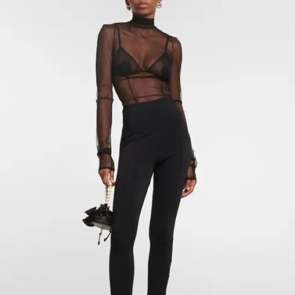 Nensi Dojaka Highneck Mesh Bodysuit